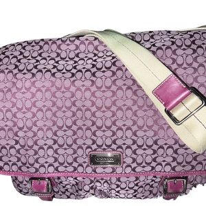 COACH Voyager Signature Purple Canvas/Leather Laptop Messenger Bag